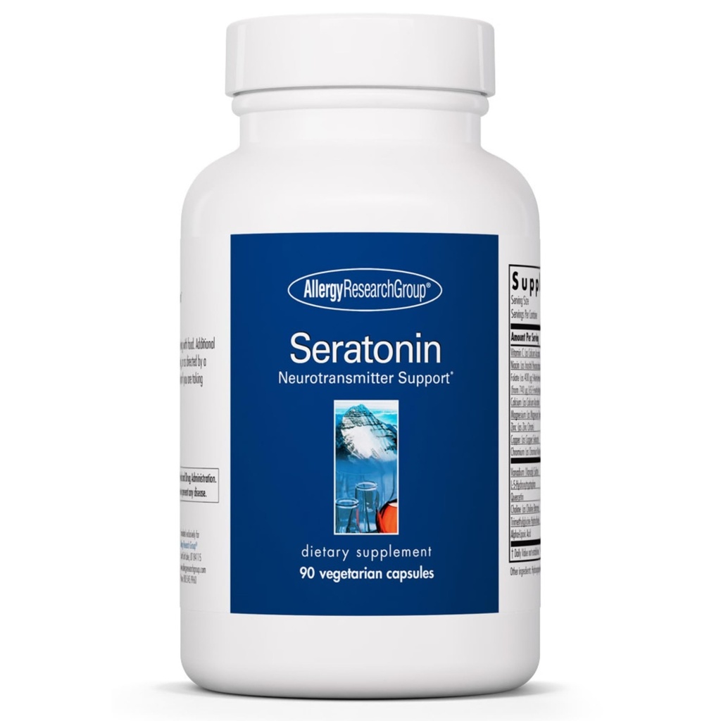Allergy Research Group Seratonin Supplement - Serotonin Booster, Stress and Sleep Support, Serotonin Συμπληρώματα για άνδρες & γυναίκες, χάπια Serotonin - 90 Χορτοφαγικές κάψουλες