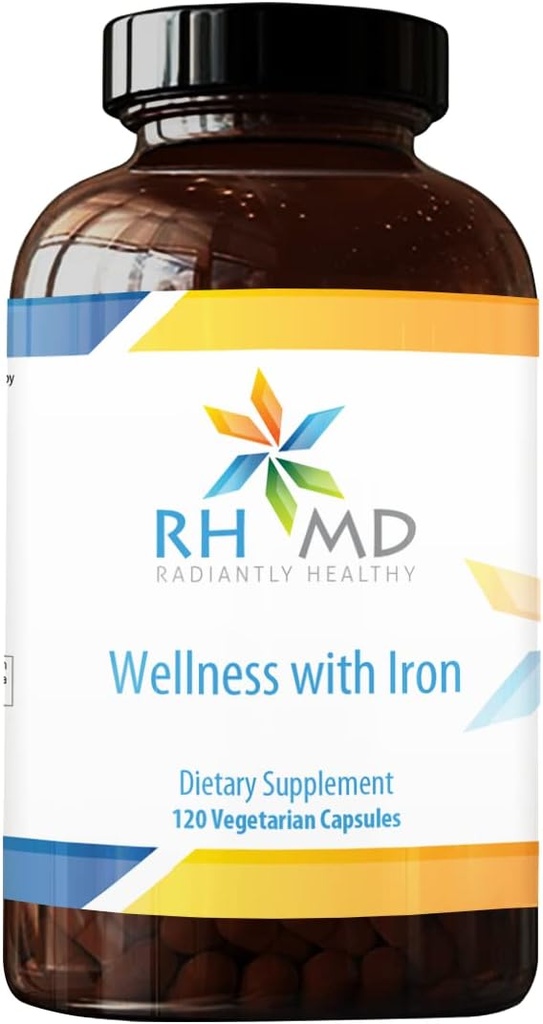 RHMD Wellness with Iron - Dietary Supplement, 1000 IU Βιταμίνης D, Ανοσοποιητικές Βιταμίνες Υποστήριξης - Πολυβιταμίνη (120 Κάψουλες)