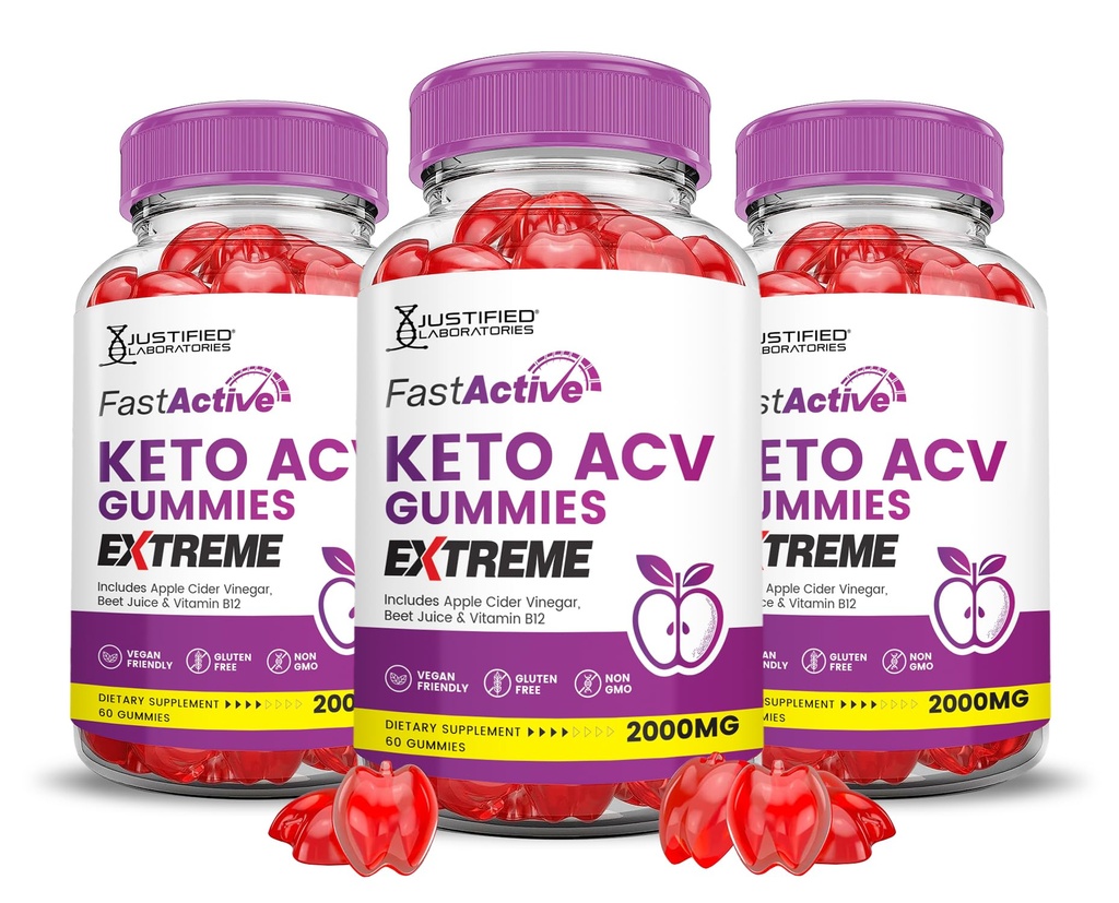 (3 Pack) Fast Active Keto ACV Gummies Extreme 2000MG Fastactive Keto Gummies Apple Cider Vinegar Formulated with Pomegranate Beet Juice Powder B12 Vegan Non GMO 180 Gummys