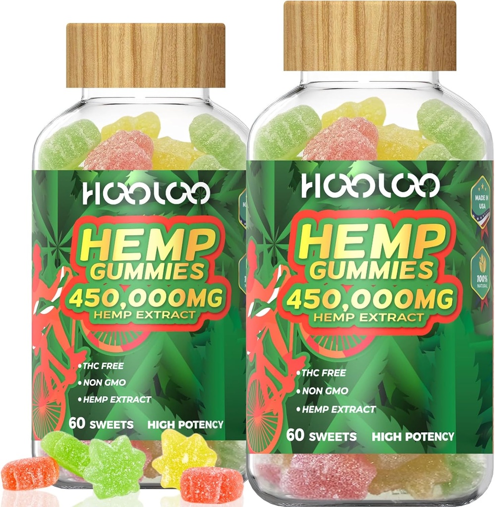 Hamp Gummies 450.000mg για την υποστήριξη του Deep Sound Bedtime και την ανακούφιση της δυσφορίας, Fruity Hemp Gummy Infused Omega 3, Βιταμίνες, Made in USA