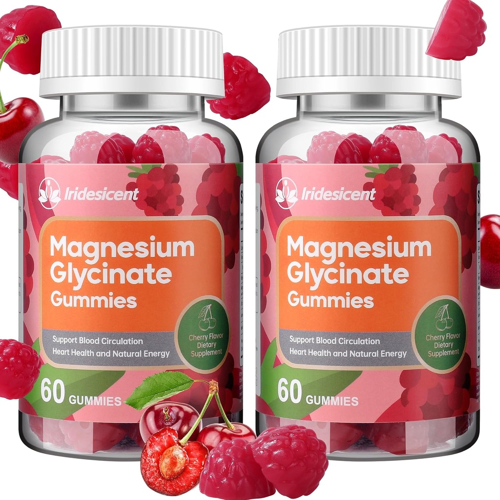 Μαγνήσιο Γλυκινικό Gummies 400mg, Συμπλήρωμα μαγνησίου χωρίς ζάχαρη w/Ashwagandha, Ψευδάργυρος, Vegan Magnesium Glycinate συμπλήρωμα για ενήλικες - 120 Cherry Gummies