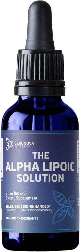 Geronova Research The Alpha Lipoic Solution, 2 fl oz - 2 Μήνες Προμήθεια - Σταθεροποιημένη Bio-Enhanced Alpha Lipoic Acid Liquid for Superior Bioavailability - ALA συμπλήρωμα με ταχεία απορρόφηση