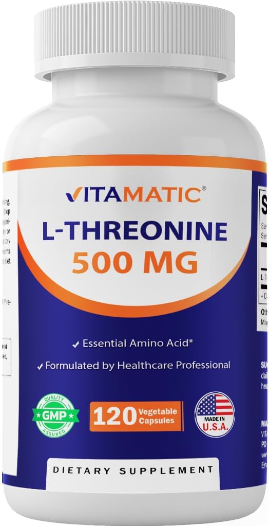 Vitamatic L-Θρεονίνη 500mg – 120 κάψουλες λαχανικών προωθεί την υγιή συκώτι, καρδιοαγγειακή & δομική λειτουργία