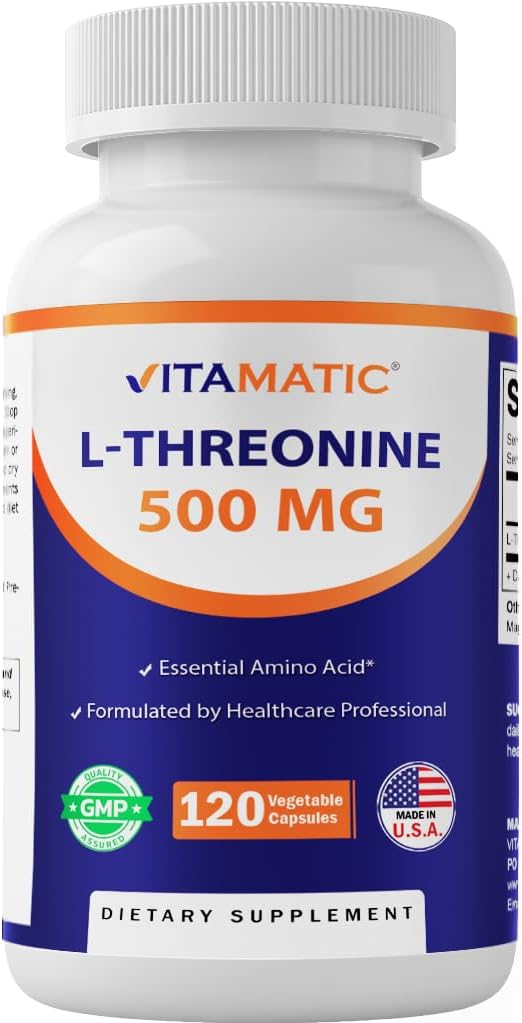Vitamatic L-Θρεονίνη 500mg – 120 κάψουλες λαχανικών προωθεί την υγιή συκώτι, καρδιοαγγειακή & δομική λειτουργία