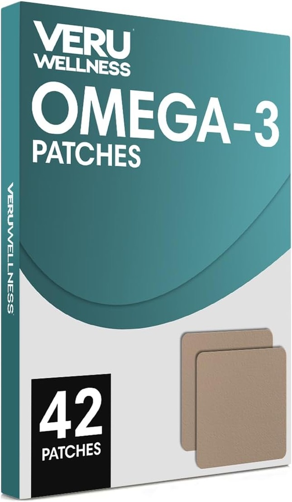 Veru Wellness Omega-3 Plus Daily Patch - Self Adhesive Time Release Topical Patch, 8-10 Hours (42 Day)