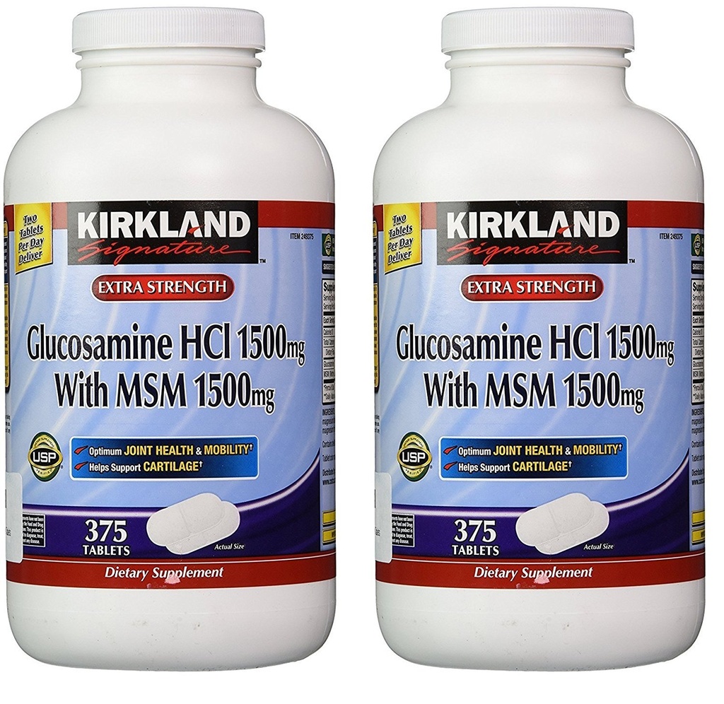 Υπογραφή Kirkland Γλυκοζαμίνη με MSM, 375 δισκία (2 Συσκευασία)