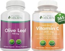 Purely Holistic Olive Leaf Extract 750mg + Βιταμίνη C 1000mg 2 Stage Release Bundle - 485 Vegan Capsules - Made in The USA
