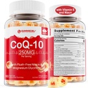 2 Pack - Χωρίς ζάχαρη CoQ10 Filled Gummies 250MG, Coenzyme Q10 w/Magnesium Glycinate, Niacin No-Flush Vitamin B3, E & Folic Acid, Υψηλή Απορρόφηση CoQ10 για Hear-t, Κυτταρική Ενέργεια & Αντιοξειδωτικό