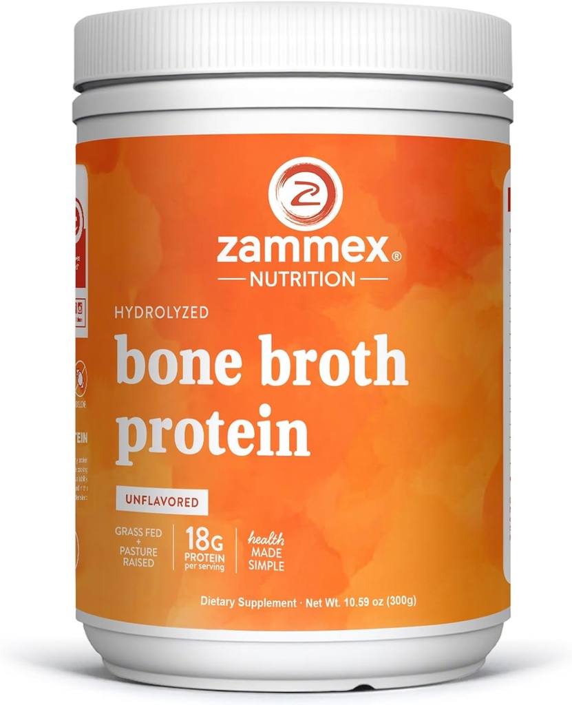 Zammex 100% βοδινό βοδινό μοσχάρι Fed Broth πρωτεΐνη σκόνη, 20G πρωτεΐνη, υδρολυμένα κολλαγόνο πεπτίδια τύπου 1&3, υποστηρίζει υγιή δέρμα, νύχια, μαλλιά, αρθρώσεις, μη-GMO, χωρίς γλουτένη, Παλαιό & Κέτο φιλικό