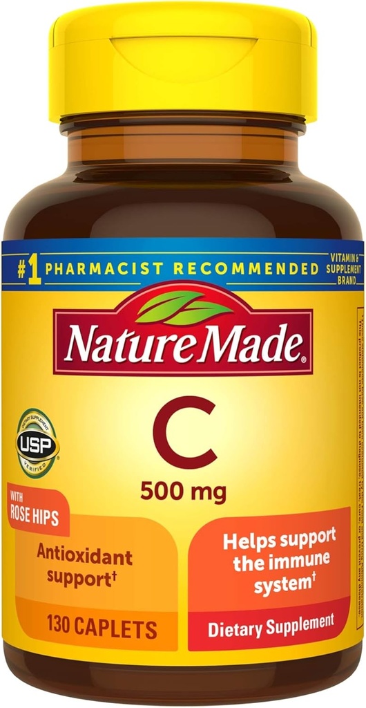 Βιταμίνη C 500 mg Caplets with Rose Hips, 130 Count