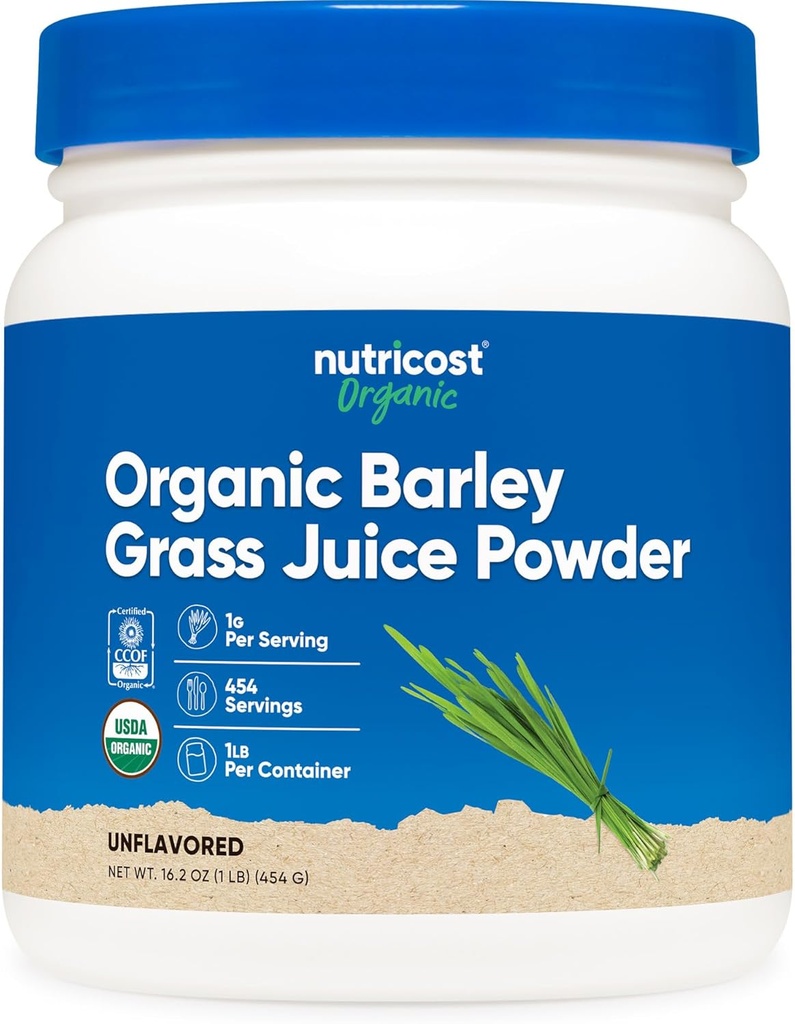 Nutricost Organic Barley Grass Juice Powder (1 LB) (Άγευστη)