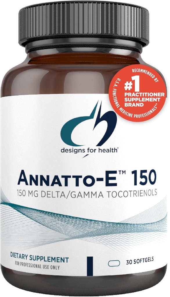 Designs for Health Annatto-E 150mg Tocotrienols - DeltaGold Vitamin E Complex Supplement with Delta + Gamma Tocotrienols - Cardiovascular, Healthy Aging + Antioxidant Support - Non-GMO (30 Softgels)