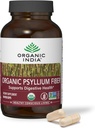ORGANIC INDIA Psyllium Husk Κάψουλες - Συμπλήρωμα ινών, Υγιεινή Αποβολή - Vegan, Keto Φιλικό, χωρίς γλουτένη, USDA Certified Organic, Non-GMO, Soluble & Αδιάλυτη Πηγή Ίνων - 180 Count
