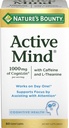 Nature's Bounty Active Mind Dietary Supplement, Υποστηρίζει Εστίαση και Προσοχή, 1000 mg Cognizin με L-Θεανίνη και χάπια καφεΐνης, 60 Caplets