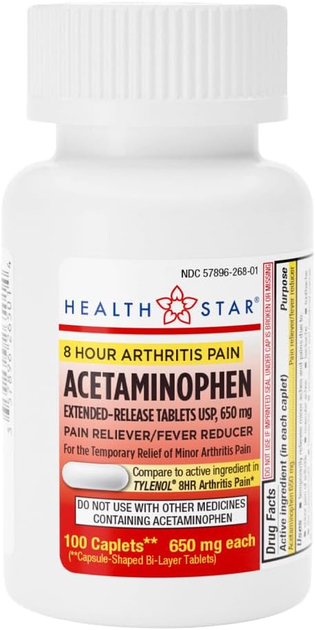 GeriCare Acetaminophen Εκτεταμένη-Απαγόρευση Αρθρίτιδα 650mg, Πόνος Reliever, Αρθρίτιδα Συμπτώματα, Μείωση του πυρετού, 100 Count (Pack of 1)