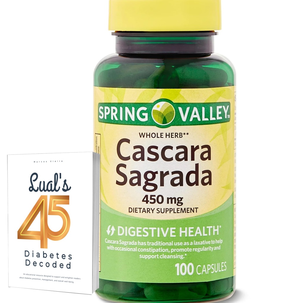 Cascara Sagrada 450mg. Ανοιξιάτικη κοιλάδα Cascara Sagrada 450mg 100 Count, ολόκληρο Herb Cascara Sagrada Digestive Health Συμπλήρωμα διατροφής Κάψουλες Bundle με 45 διαβήτης του Luall Αποκωδικοποιημένο