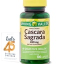 Cascara Sagrada 450mg. Ανοιξιάτικη κοιλάδα Cascara Sagrada 450mg 100 Count, ολόκληρο Herb Cascara Sagrada Digestive Health Συμπλήρωμα διατροφής Κάψουλες Bundle με 45 διαβήτης του Luall Αποκωδικοποιημένο