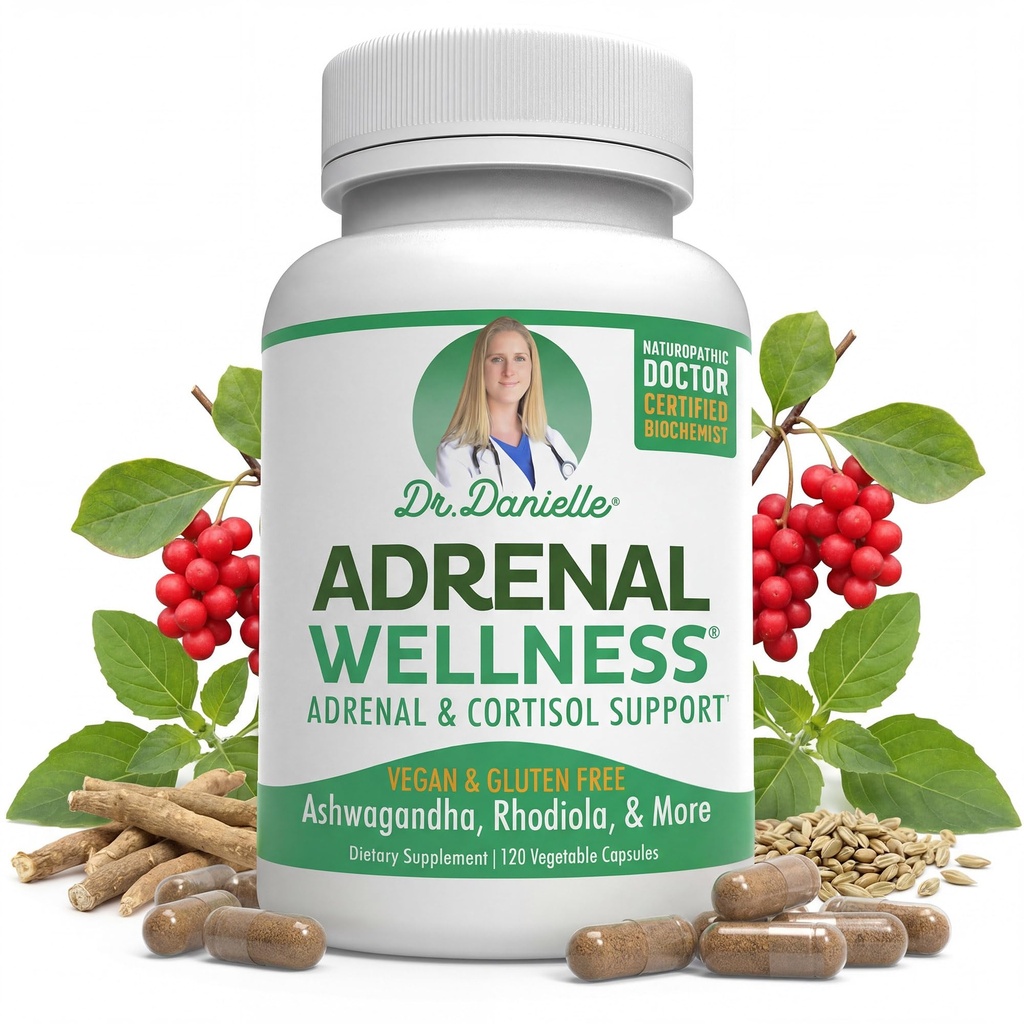 Adrenal Wellness Ashwagandha & More - Οργανικό μυαλό, υποστήριξη σώματος από τον Δρ Danielle, 120 κάψουλες