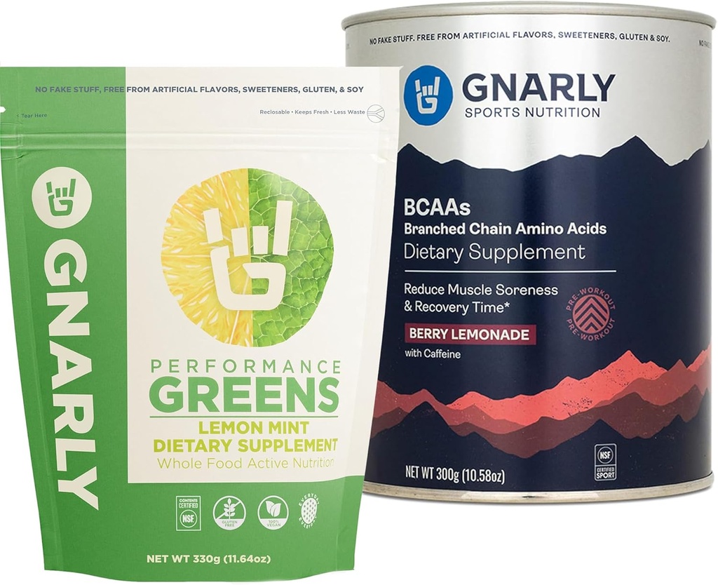 Gnarly Nutrition BCAAs Berry Lemonade (10.58oz) Performance Greens Λεμονάδα (11.64 oz)