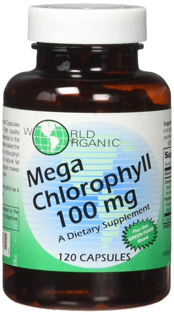 World Organics 100 mg Mega Chlorophyl, 120 Count