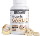 Ion Supplements | Herbal Organic Whole Bulb Garlic Capsules | 500 mg per Cap, 180 Caps | No Fillers or Flow Agents | 100% Natural Roots