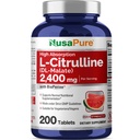 NusaPure L-Citrulline 2.400mg 200 χορτοφαγικά δισκία (Non-GMO, Gluten Free, 100- Day Supply, Bioperine)