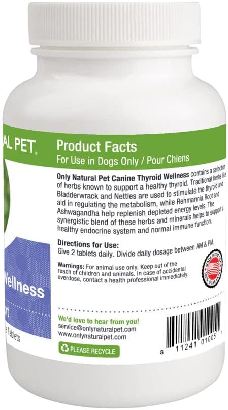 Μόνο φυσικό κατοικίδιο ζώο κυνόδοντα Thyroid Wellness Supplment για σκύλους - 90 Μασώμενα δισκία