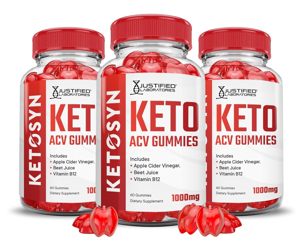 (3 Pack) Ketosyn Keto ACV Gummies Advanced Formula 1000MG Ketosyn Keto Gummies Apple Cider Vinegar Formulated with Pomegranate Beet Juice Powder B12 Vegan Non GMO 180 Gummys