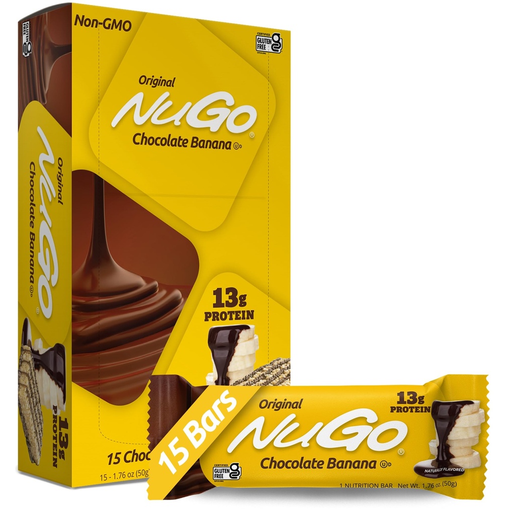 NuGo Protein Bar, σοκολάτα μπανάνα, 13g πρωτεΐνη, χωρίς γλουτένη, 15 κόμης