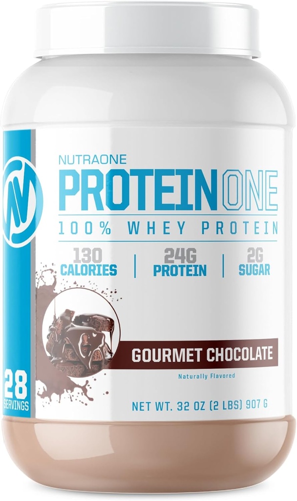 NutraOne ProteinOne Whey Protein Promote Recovery and Build Muscle with a Protein Shake Powder for Men & Women (Gourmet Chocolate, 2 LB)