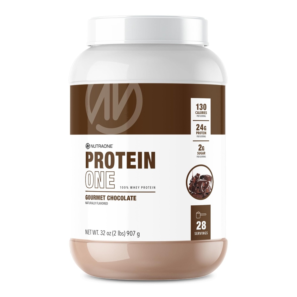 NutraOne ProteinOne Whey Protein Protein Promotion Recovery and Build Muscle with a Protein Shake Powder for Men & Women (Gourmet Chocolate, 2 LB)