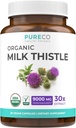 USDA Organic Milk Thittle Capsules - 80% συμπλήρωμα σιλιμαρίνης για την υποστήριξη του ήπατος - Super συμπυκνωμένο 300mg των 30:1 εκχύλισμα γαϊδουράγκαθου γάλακτος Ισοδύναμο με 9.000mg - Milk Thestle Liver Detox 60 Day Supply