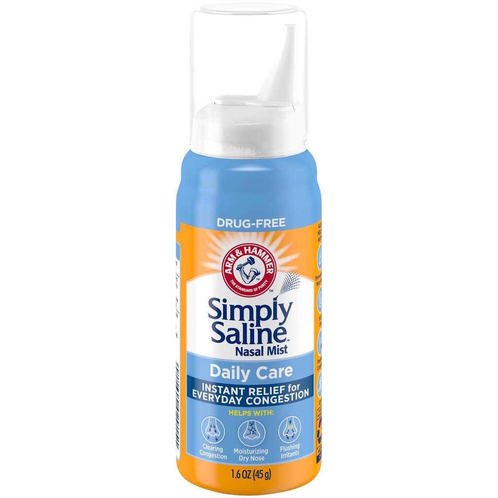 ARM & HAMMER Simply Saline Nasal Care Daily Mist 1.6oz | Instant Relief, Every Day Congestion Relief