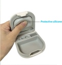 Hearing Aid Case with Battery Storage Slot Hard Small 0.59"*2.44"*1.57",Silicone Cushion, for ITE, BTE Hearing Aids (White)