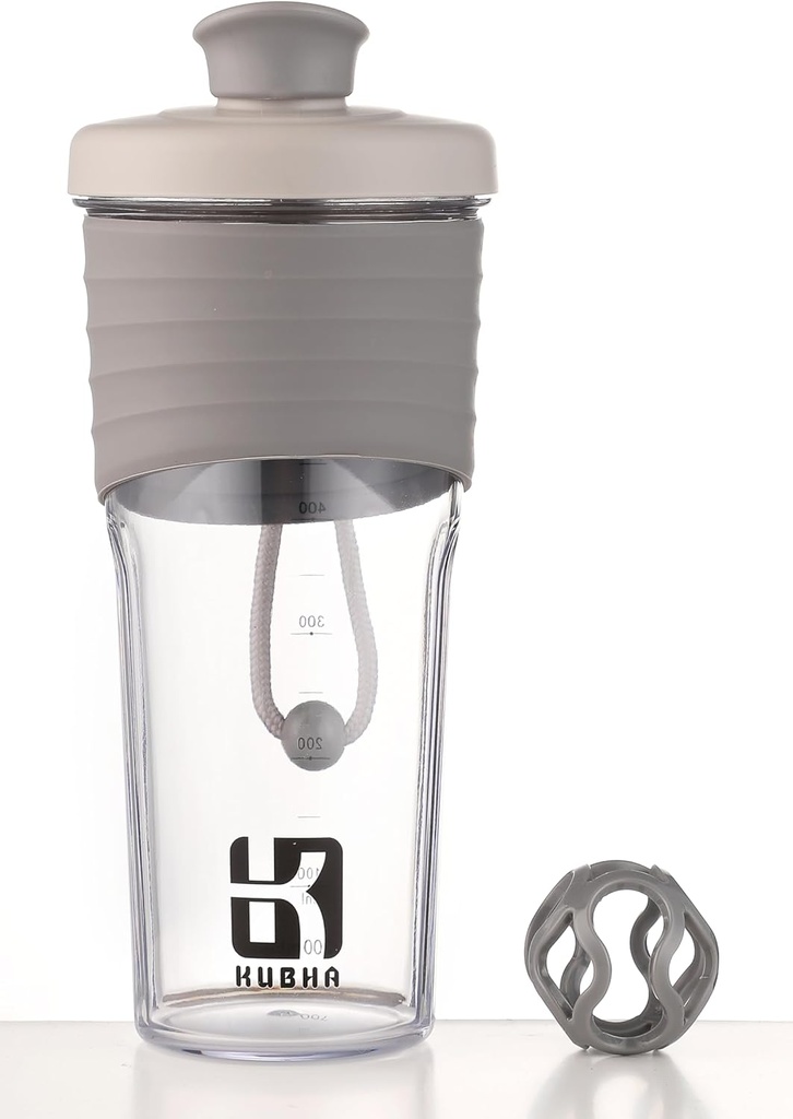2nd Generation Shaker Bottle for Protein with Mixing Ball - Perfect for Workouts and Outdoor Use, 24-Ounces Whey Protein Shaker with Clear Measurement (Gray)