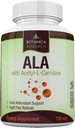 Alpha Lipoic Acid with Acetyl L Carnitine - ALA ALC Anti Aging Health & Wellness Formula to Support Nerve Health, Tingling Feet, Hands, Limbs 60 Vitamin Complex Capsles