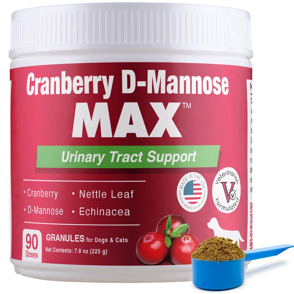 Cranberry D Mannose MAX- Dog Urinary Tract (UT) Health, Bladder και Kidney Support Supplement - UTI Bladder Control for Dogs-Granules (90 Δόσεις)