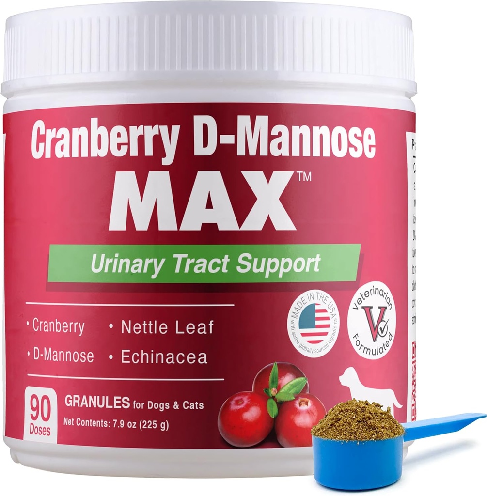 Cranberry D Mannose MAX- Dog Urinary Tract (UT) Health, Bladder και Kidney Support Supplement - UTI Bladder Control for Dogs-Granules (90 Δόσεις)