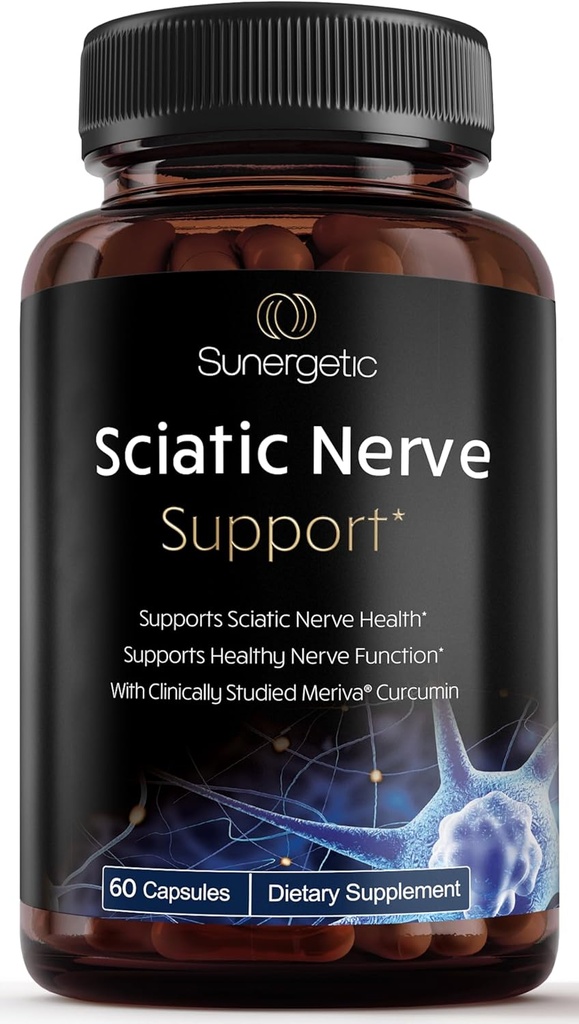 Sunergetic Premium Sciatic Nerve Support Formula - Sciatic Nerve Supplement with Benfotaimine, Alpha Lipoic Acid (ALA) & Meriva Turmeric - Υποστηρίζει Sciatic Nerve Health & Joint Comfort - 60 κάψουλες