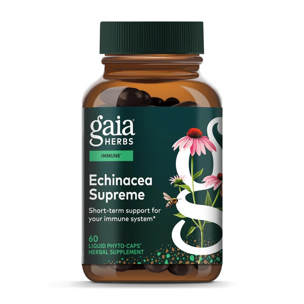 Gaia Herbs Echinacea Supreme - Συμπλήρωμα Ανοσολογικής Υποστήριξης - Echinacea Purpurea & Angustifolia Blend to Support Immune System* - 60 Vegan Liquid Phyto-Capsules (30-Day Supply)