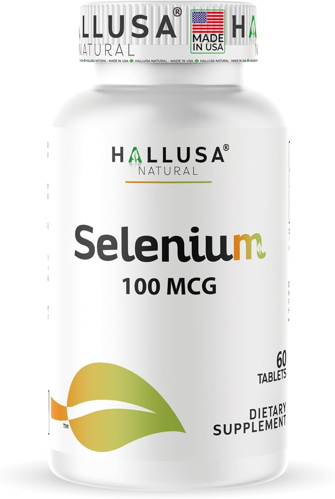 Hallusa Natural – Selenium 60 Tablets, Antioxidant and Immune Support, Heart Health – 60 Day Supply
