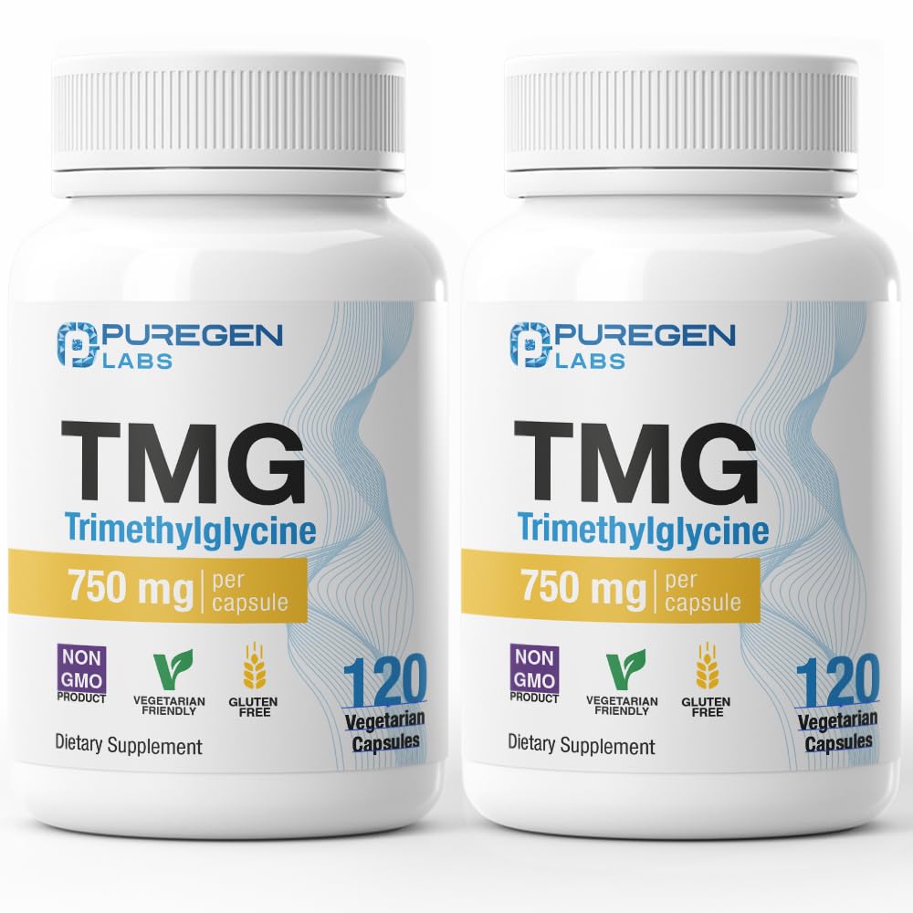 Puregen Labs TMG 750 mg – [High Potency] Συμπλήρωμα τριμεθυλογλυκίνης – Ενθάρρυνση Υγιή επίπεδα ομοκυστεΐνης, μη ΓΤΟ, ΟΧΙ Γλουτένη και γαλακτοκομικά 