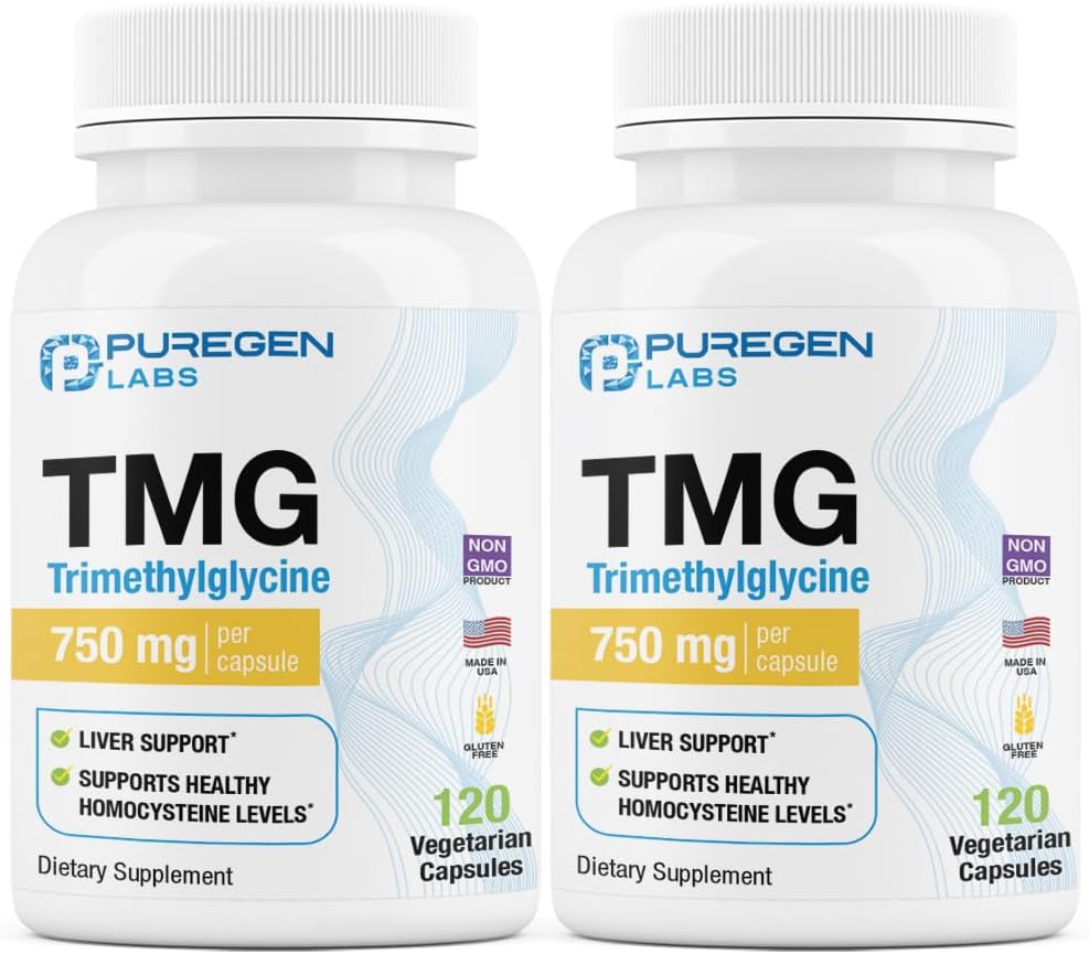 Puregen Labs TMG 750 mg – [High Potency] Συμπλήρωμα τριμεθυλογλυκίνης – Ενθάρρυνση Υγιή επίπεδα ομοκυστεΐνης, μη ΓΤΟ, ΟΧΙ Γλουτένη και γαλακτοκομικά 