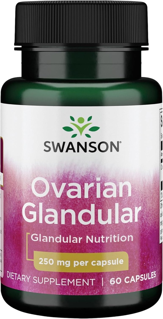 Swanson Ovarian Glandular Supplement - Γυναικεία Glandular Υγεία και Ισορροπία Υποστήριξη - Premium Βοοειδή Ιστός - 60 Κάψουλες, 250mg Καθένα