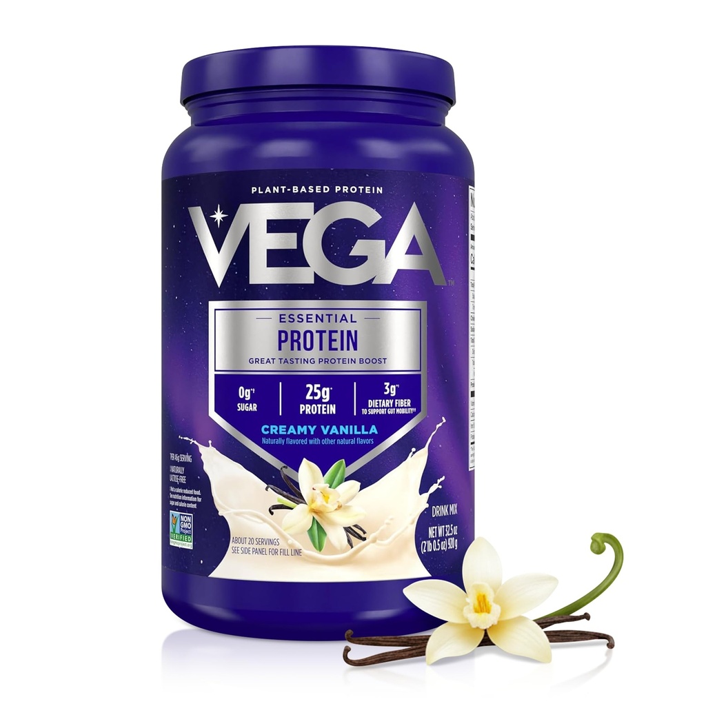 Πρωτότυπη βασική πρωτεΐνη Vega - 25g φυτικής προέλευσης πρωτεΐνη, κρεμώδη βανίλια, 20 σερβιέτες, Vegan μη-GMO μείγμα ποτών, smoothie & shake ready, χωρίς γλουτένη, χωρίς γαλακτοκομικά, 32.5oz (Packaging May Vary)