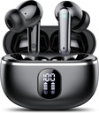 Ασύρματα ακουστικά, Bluetooth 5.3 Ακουστικά Big Bass Stereo, Buds Ear με Θόρυβο Ακύρωση Mic LED Display, σε Ακουστικά IP7 Αδιάβροχα, 50H Playtime για Σπορ, Μαύρο