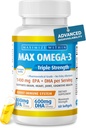 Maximum Slim Max Omega 3 Χάπια ιχθυελαίου - τριπλό συμπλήρωμα ιχθυελαίου αντοχής (2000 mg Ολικά Ωμέγα 3 Λιπαρά Οξέα: 600 mg DHA + 800 mg EPA ανά υπηρεσία)