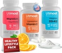 Λιποσωμική Βιταμίνη C με Super Bioflavonoids 1000MG (180 κάψουλες), Βιταμίνη D3 με K2 5000IU (60 κάψουλες) και Μαγνήσιο Γλυκινικό 350MG (60 κάψουλες) – Μη ΓΤΟ, Χωρίς γλουτένη