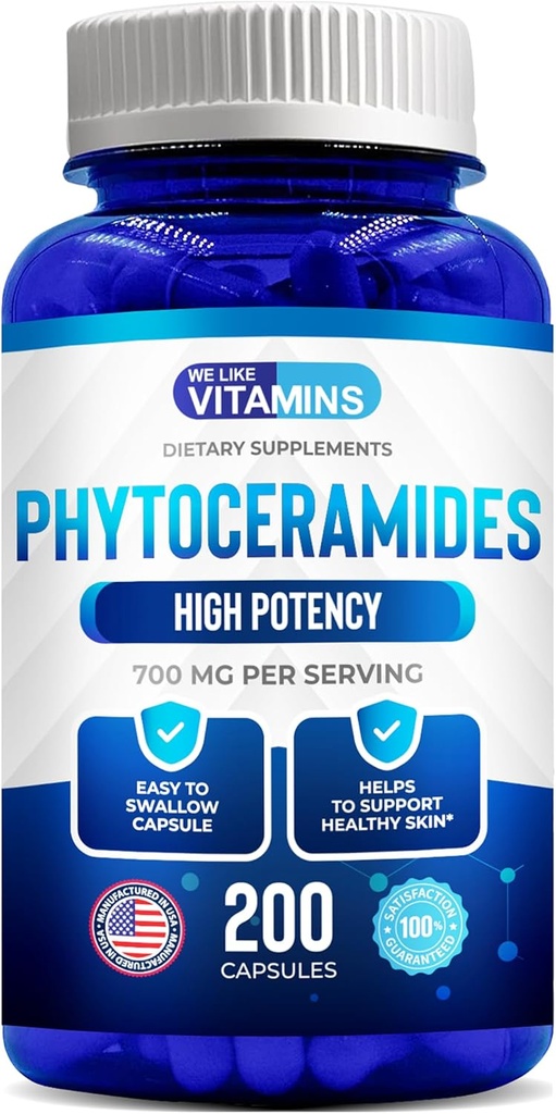 Μας αρέσουν οι βιταμίνες Phytoceramides 700mg - 200 κάψουλες Όλα με βάση το φυσικό σιτάρι και φυτά - συμπλήρωμα φυτοκεραμίδης - συμπλήρωμα δέρματος για γυναίκες - ceramides για ενυδάτωση του δέρματος, επισκευή, αναζωογόνηση