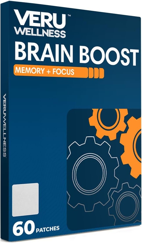 Veru Wellness Brain Boost Γνωστική Patch - Καθημερινή μνήμη, Altertness και Focus Brain Support - Ginko Bilboa, Rhodiola Rosea, MCT (60 ημέρα)